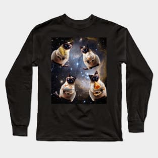 Space Galaxy Cat Pizza Taco Coffee Ice Cream Cats Long Sleeve T-Shirt